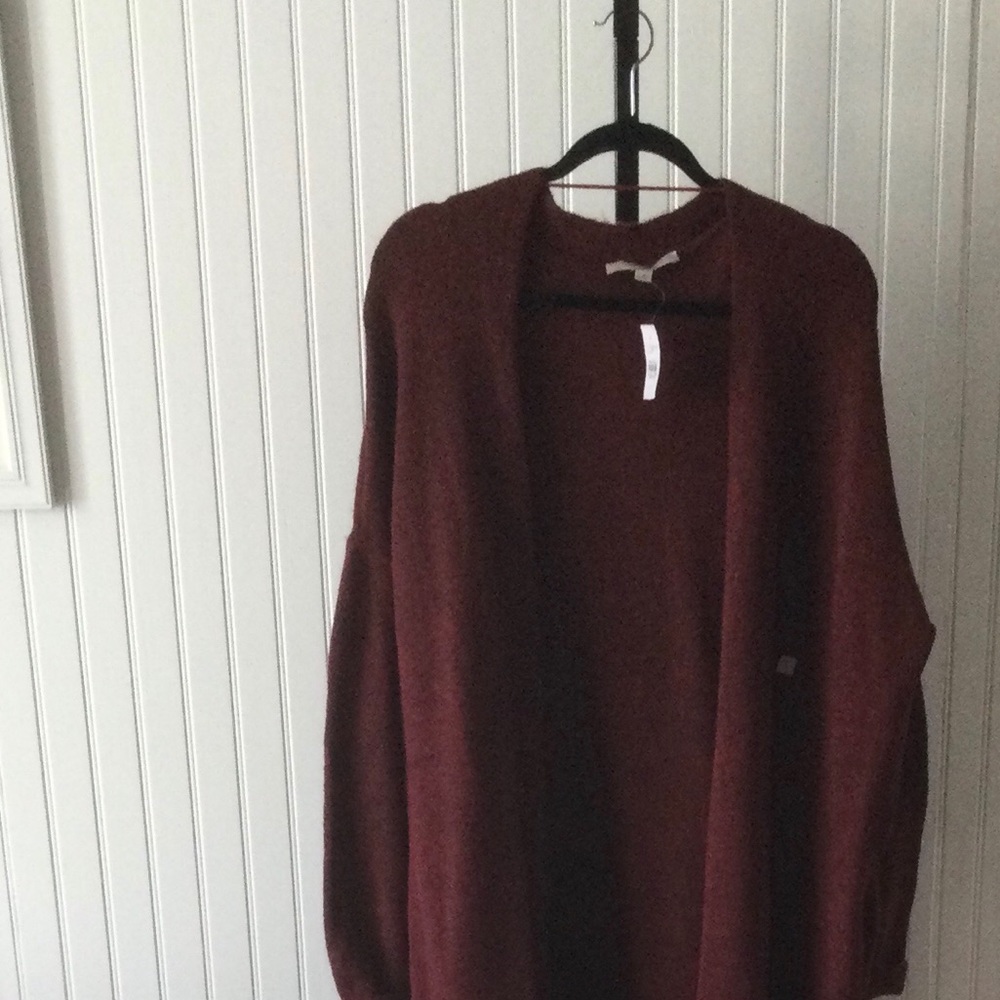 NWOT gorgeous dark red LOFT coatigan